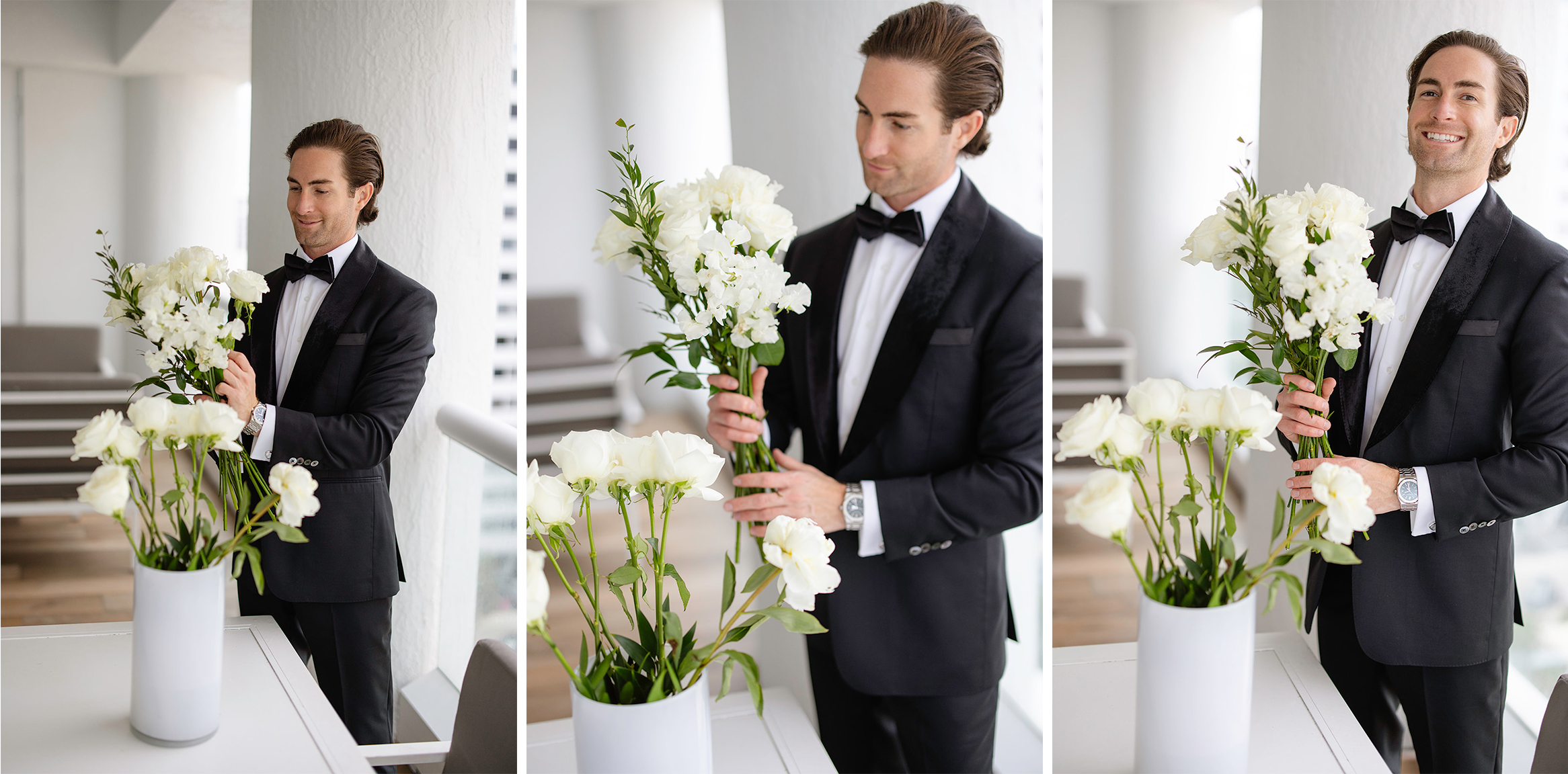 wedding details: Shane surprised his bride, Emma, by handcrafting her bridal bouquet himself.